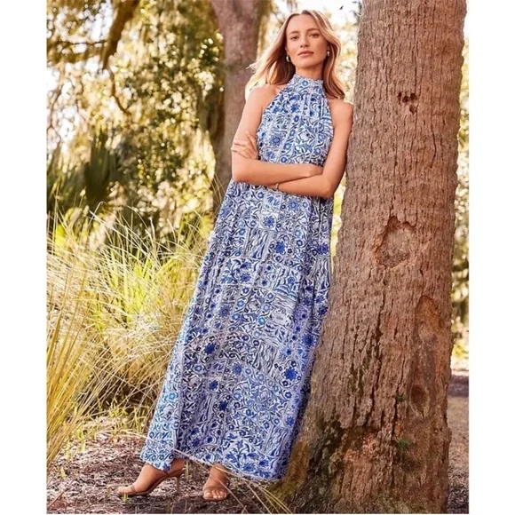 Ann Taylor | Dresses | Ann Taylor Tile Print Maxi Dress Petite Large |  Poshmark